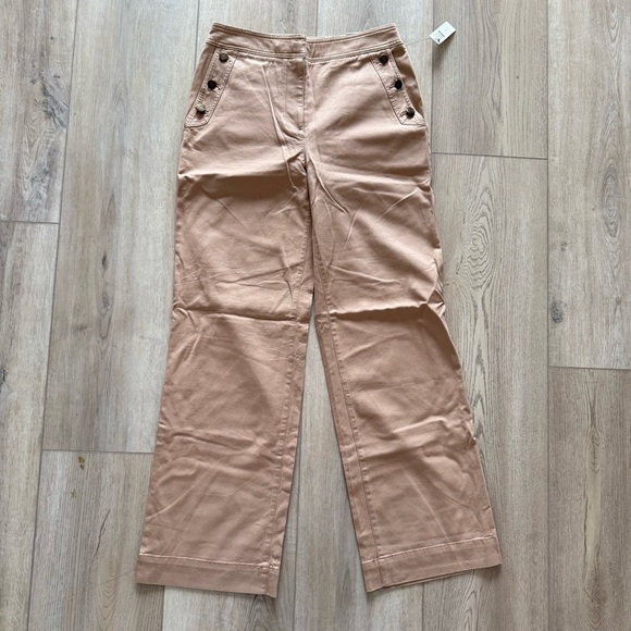 Talbots Wide Leg High Waist Full Length Cotton/Spandex Career Pant Tan Women’s 2 - Picture 6 of 11